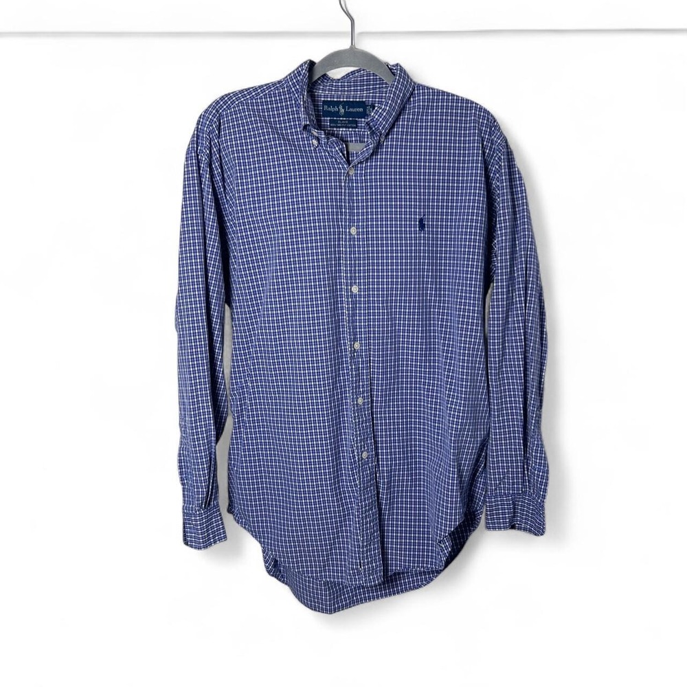 Polo Ralph Lauren Shirt Mens Size Medium Blue Purple Long Sleeve Button Down‎